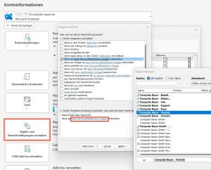 Screenshot Weiterleitungsregel in Outlook