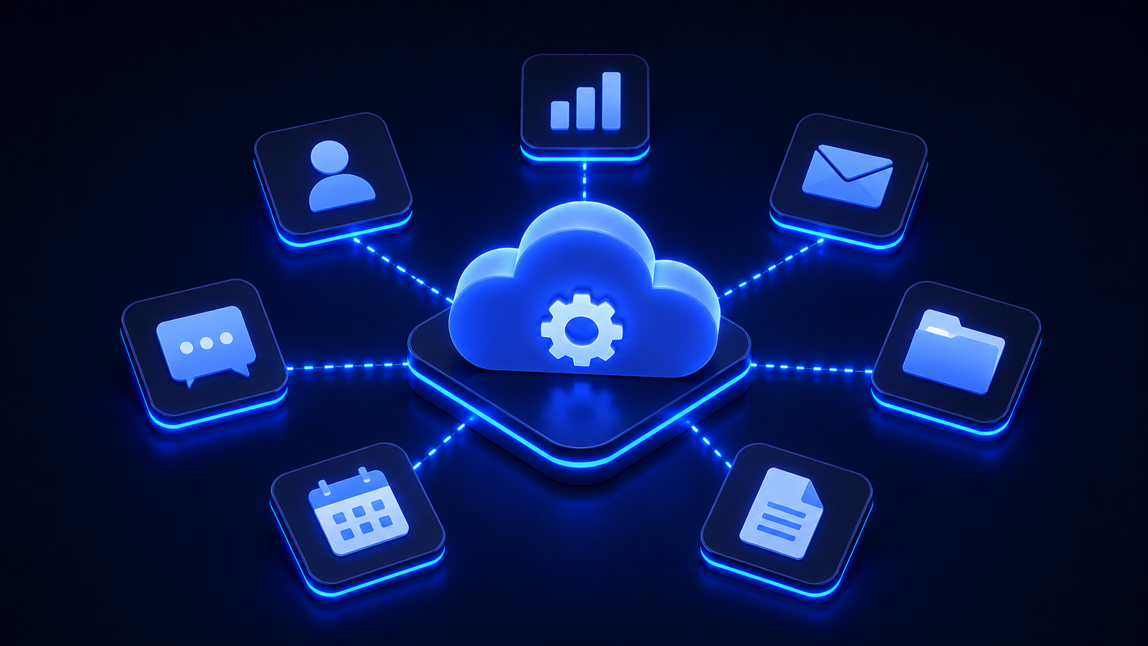 Cloud-Anwendung mit verbundenen Softwarediensten.
