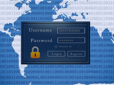 Scanner Authentifizierung Passwort-Eingabefenster vor Hintergrund aus 0 und 1