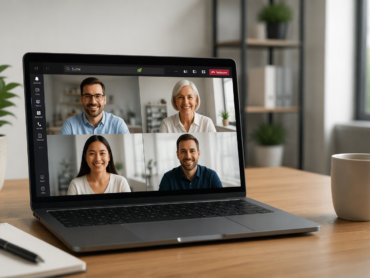 Notebook mit Teams-Konferenz