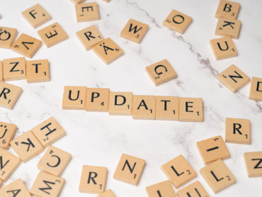Wort Update aus Scrabblesteinen